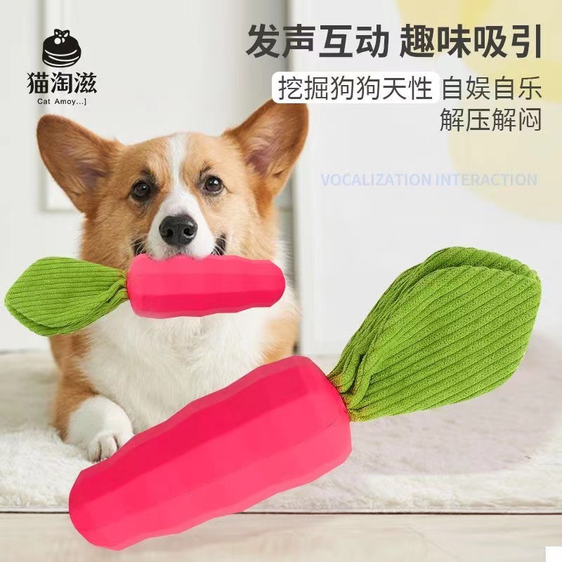 (2개) 매화 꽃 발 애완 동물 동반자 물린 방지 대화 형 플러시 소리 테디 ??코기 시바 INU 개 장난감 당근