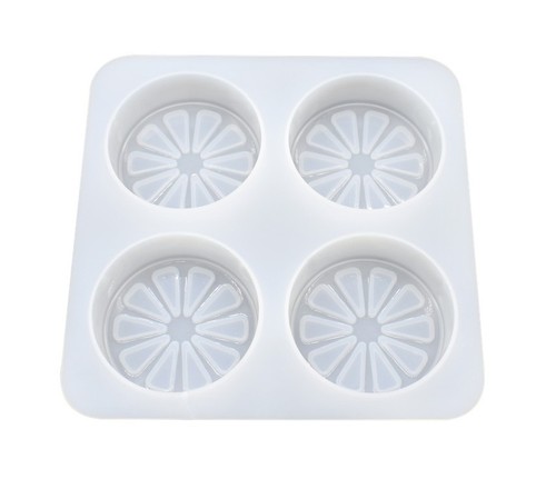 Silicone cake mold, handmade soap ice cube grinder, 4 consecutive orange four-hole lemon aromatherapy essential oil soap scented silicone mold