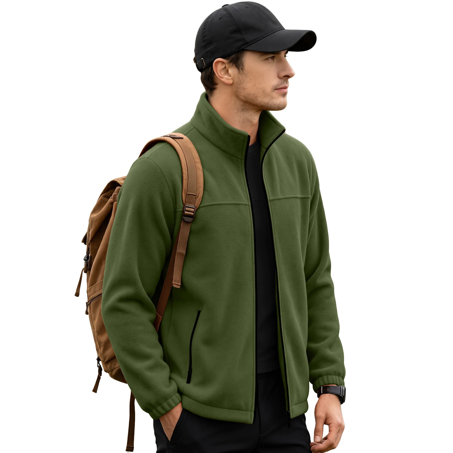 Sudadera con Cuello Alto de Forro Polar para Hombre 380g de Poliéster Térmico para Ocio image 6
