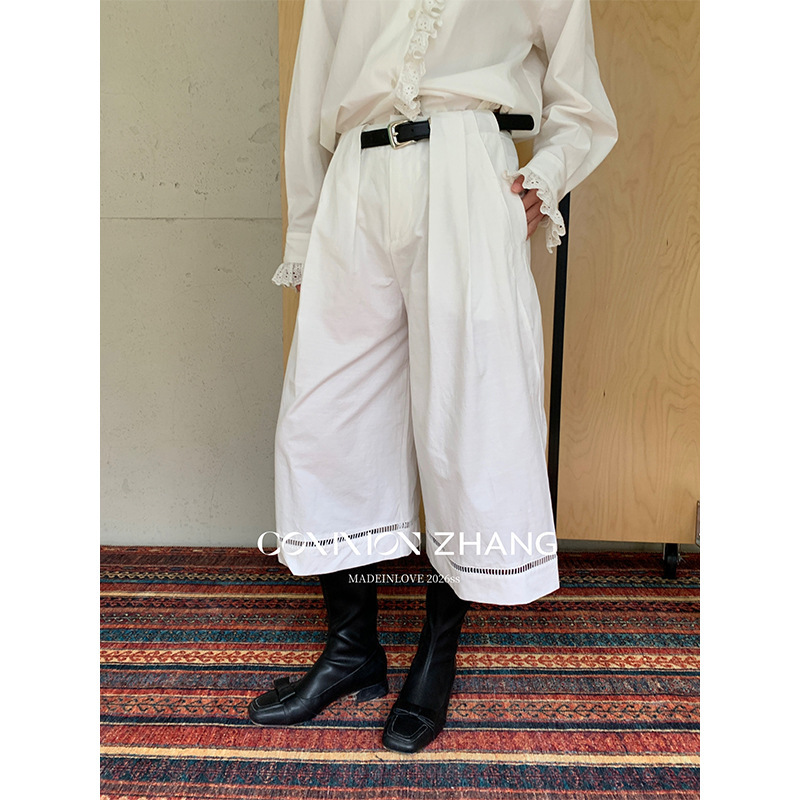 Youji Cz Zhang Spring Fresh High-Waisted Wide-Leg Cropped Pants for Women Versatile Loose Straight-Leg Trousers C11221 Youji Cz Zhang Spring Fresh High-Waisted Wide-Leg Cropped Pants for Women Versatile Loose Straight-Leg Trousers C11221