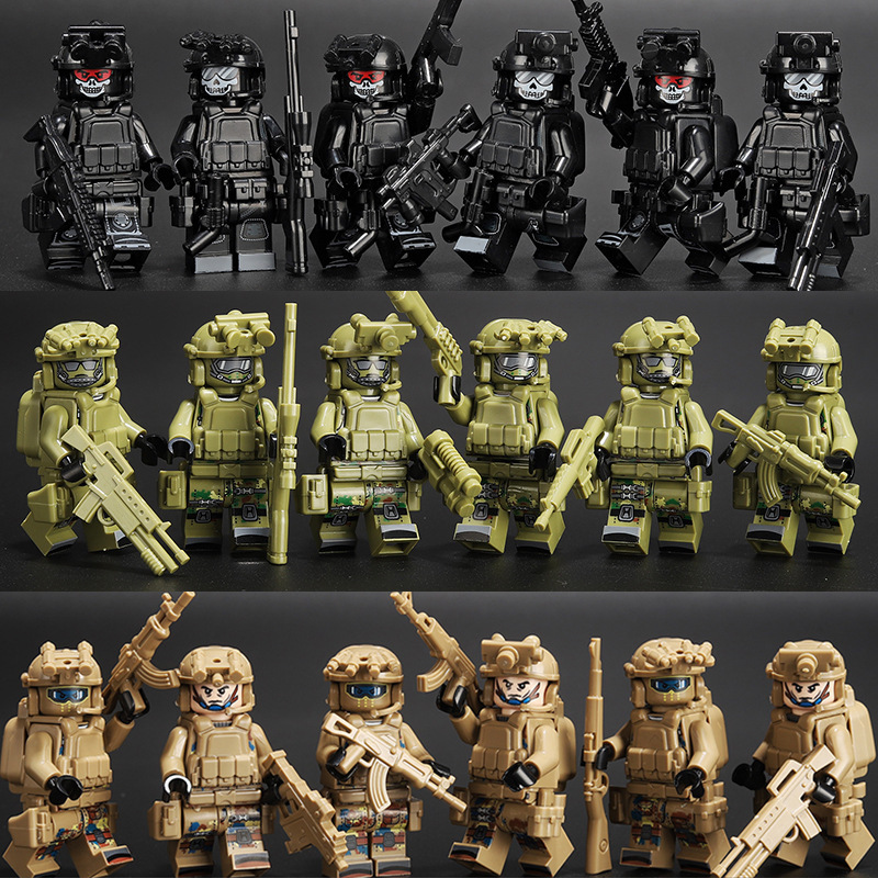 Cross-Border Military Building Block Figures, Wolf Warriors, Special Forces, Ghost Police, Small Figures, Soldiers, Weapons, Assembly Toy Models Cross-Border Military Building Block Figures, Wolf Warriors, Special Forces, Ghost Police, Small Figures, Soldiers, Weapons, Assembly Toy Models