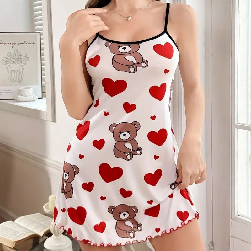 Cross-Border European and American Amazon Foreign Trade Xiyin Hot-Selling New Summer Pajamas for Women, Cow Print Camisole Nightgown New Cross-Border European and American Amazon Foreign Trade Xiyin Hot-Selling New Summer Pajamas for Women, Cow Print Camisole Nightgown New