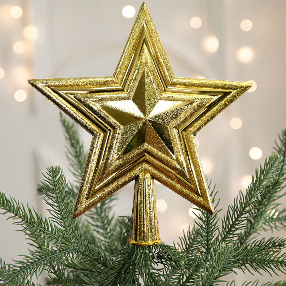 Amazon decoraciones de Navidad doradas árbol de Navidad DIY decoración plástico galvanizado decoración de estrella de pentaco