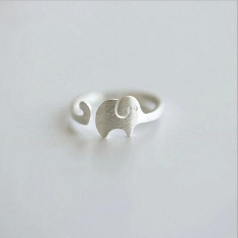 S925 sterling silver jewelry brushed plain silver baby elephant open tail ring joint ring adjustable ring S925 sterling silver jewelry brushed plain silver baby elephant open tail ring joint ring adjustable ring