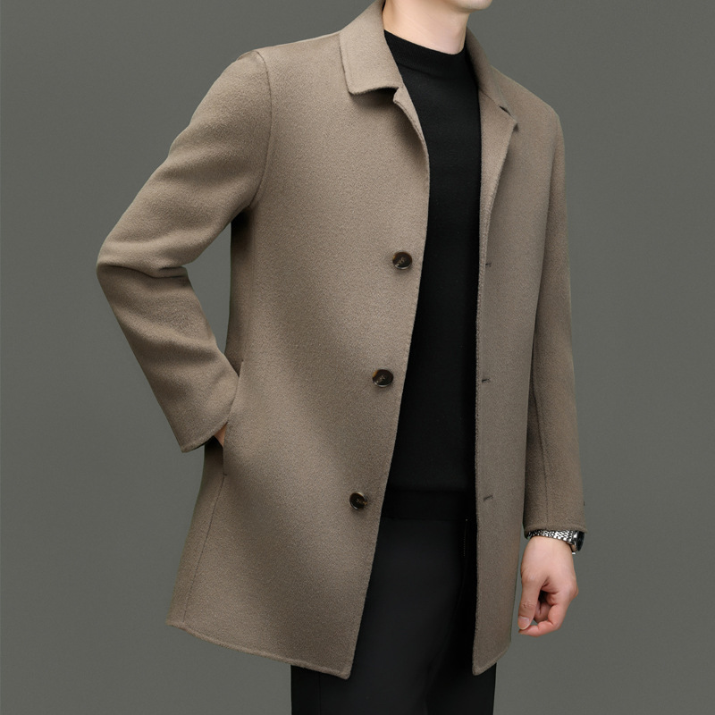 2024 뉴 퓨어 울 코트 남자 중장 가을과 겨울 새 남자 캐주얼 양면 모직 코트 코트