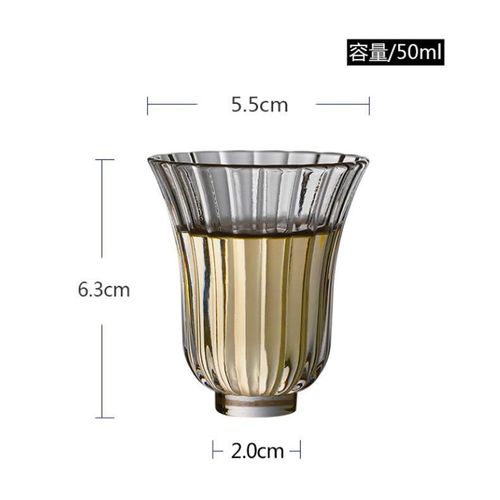 Japanese-style small tea cup, high temperature resistant, handmade transparent striped glass Kung Fu tea set, tea cup, master cup, small and fresh