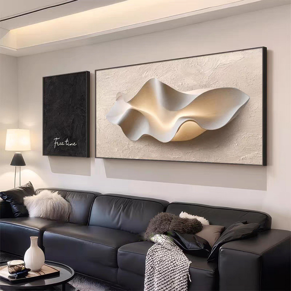 Luz de lujo de alto nivel pintura de decoración de la sala de estar estereoscópica abstracta sofá fondo pintura mural simple moderna pintura colgante