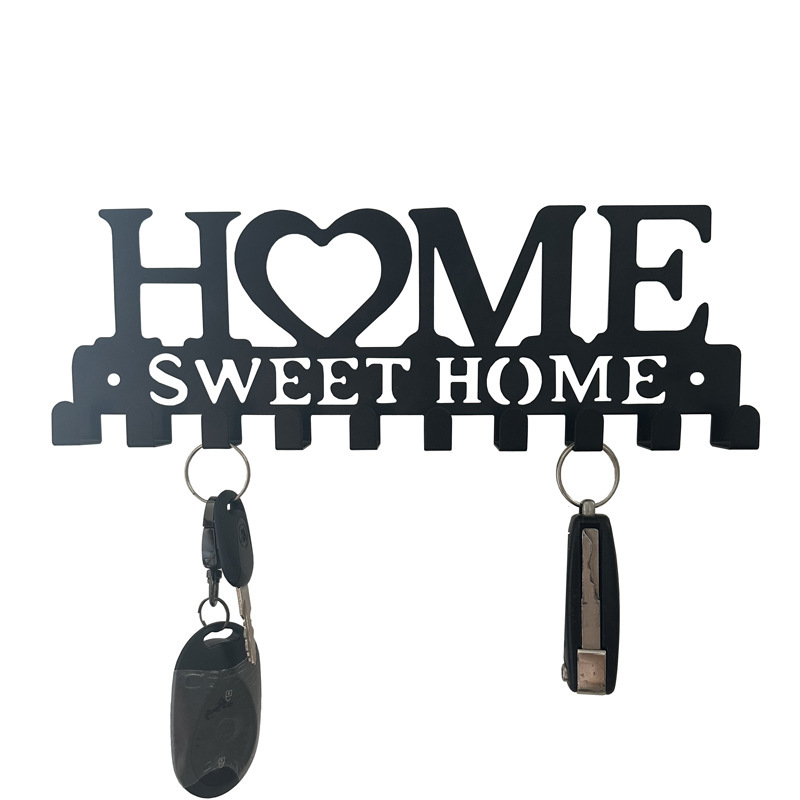 Cross-Border Home Key Hanger Wall Rack Metal Art Decorative Hook Keysholder Coat and Hat Entrance