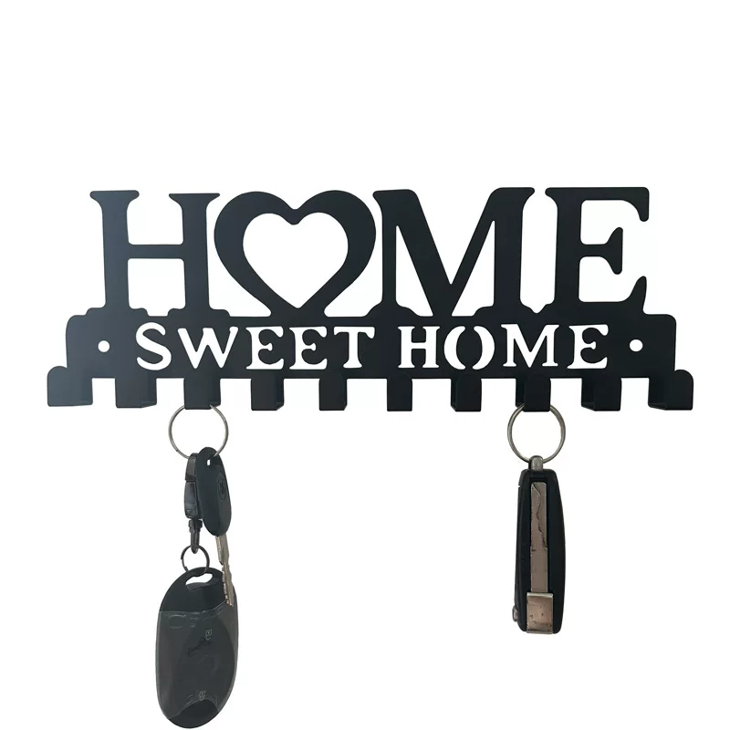 Настенная полка-подставка для ключей HOME - металлическая декоративная ключница-подвеска, крючок для входной зоны