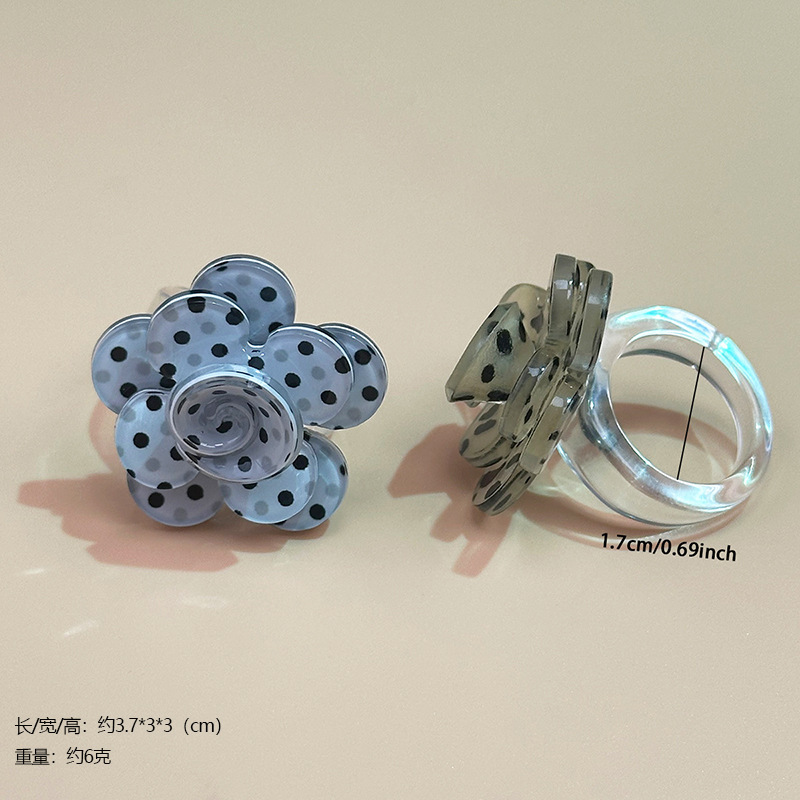 ミレニアムホットガールヒョウ柄フラワーリング女性ニッチデザインかわいい水玉模様ハイエンドレトロ多用途ハンドアクセサリー|undefined