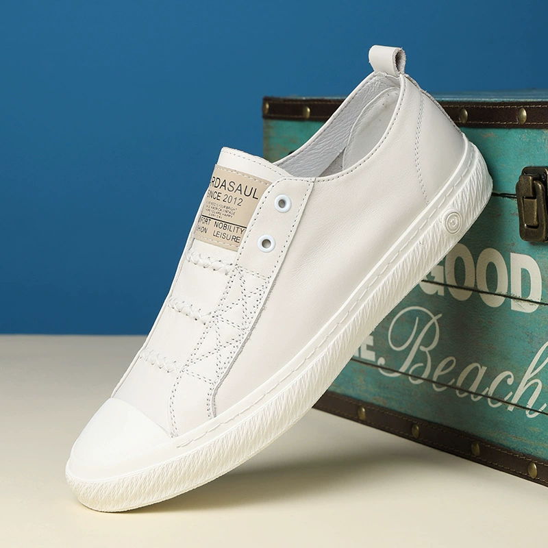 Новые трендовые кожаные туфли, модные маленькие белые туфли Joker, дышащие мокасины, педаль, Повседневная ленивая обувь, поколение волос