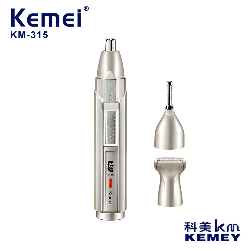 Kemei nuevo inteligente anti-clip portátil tres en uno multifunción ceja trimmer eléctrico nariz pelo trimmer