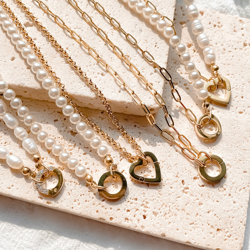 eManco Baroque Pearl DIY Necklace Luxurious Splicing Clavicle Chain High-End Style Charm Button Accessory Set