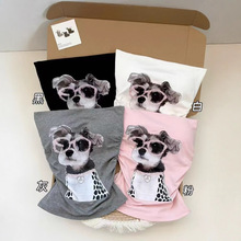 夏季甜辣风可爱小狗印花钉珠抹胸背心一字肩修身外穿自带胸垫上衣