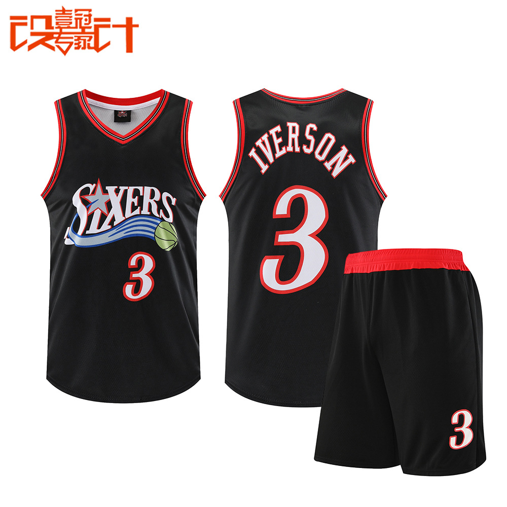76ers No.3 Iverson Jersey Student Competition Training Basketball Jersey Printing Team Uniform Men's Jersey Group Purchase