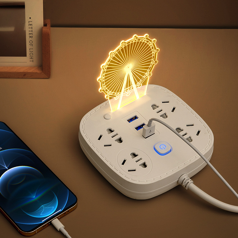 Multi-Función de alta potencia socket USB Plug-In larga línea de carga inteligente plug-in Placa de cableado del hogar posición de conversión
