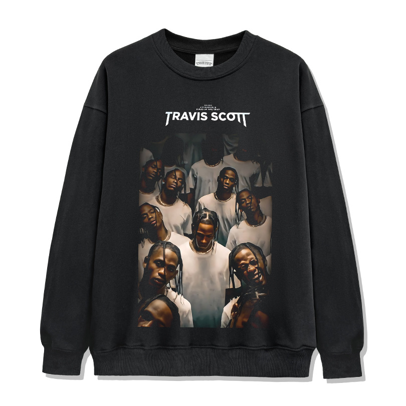 Bc Europa y América calle hip hop Travis Scott rap personaje impreso lavado apenado suelta manga corta Camiseta de los hombres