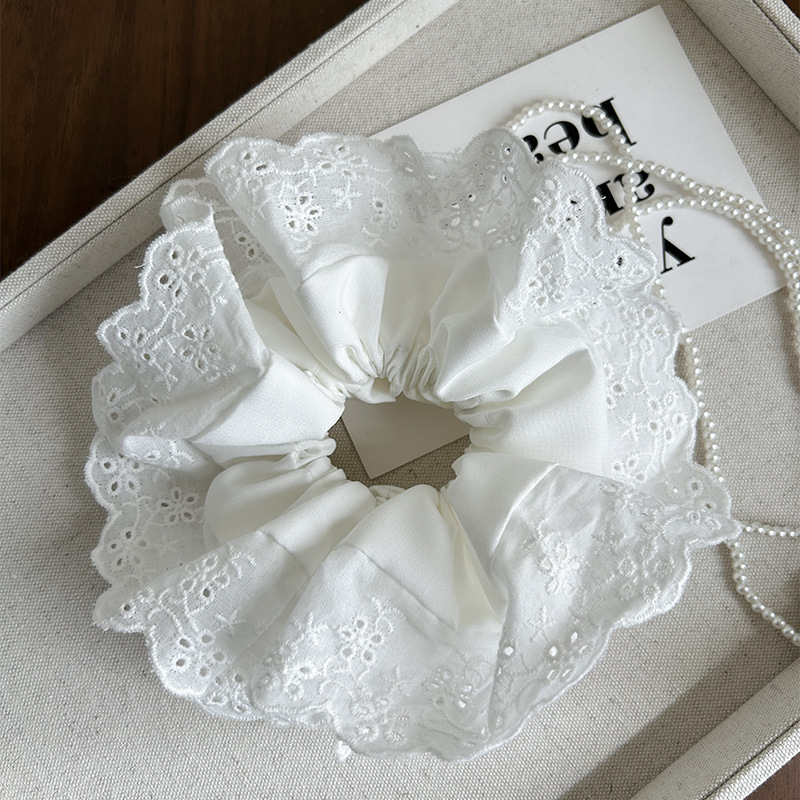 Encaje retro francés, diadema de intestino grueso, mujer 2025, nuevo estilo, cuerda para el cabello, banda de goma, lazo, dulce cuerda para el cabello, accesorios para el cabello