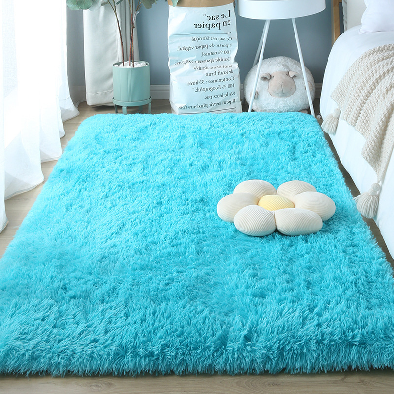 simple alfombra de sala de estar seda doméstica dormitorio chica alfombra de pelo largo mantas de cama estampado sofás de peluche cojín de mesa de té