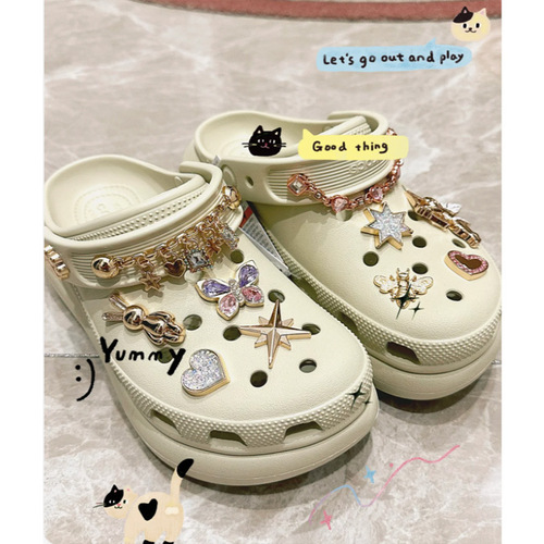 Metal Hole-to-Hole Shoes with Cross-Border New Shopping Mall Same Version Decorative Clip Shoes Flower DIY Water Diamond Alloy 3D Shoe Clips Accessory