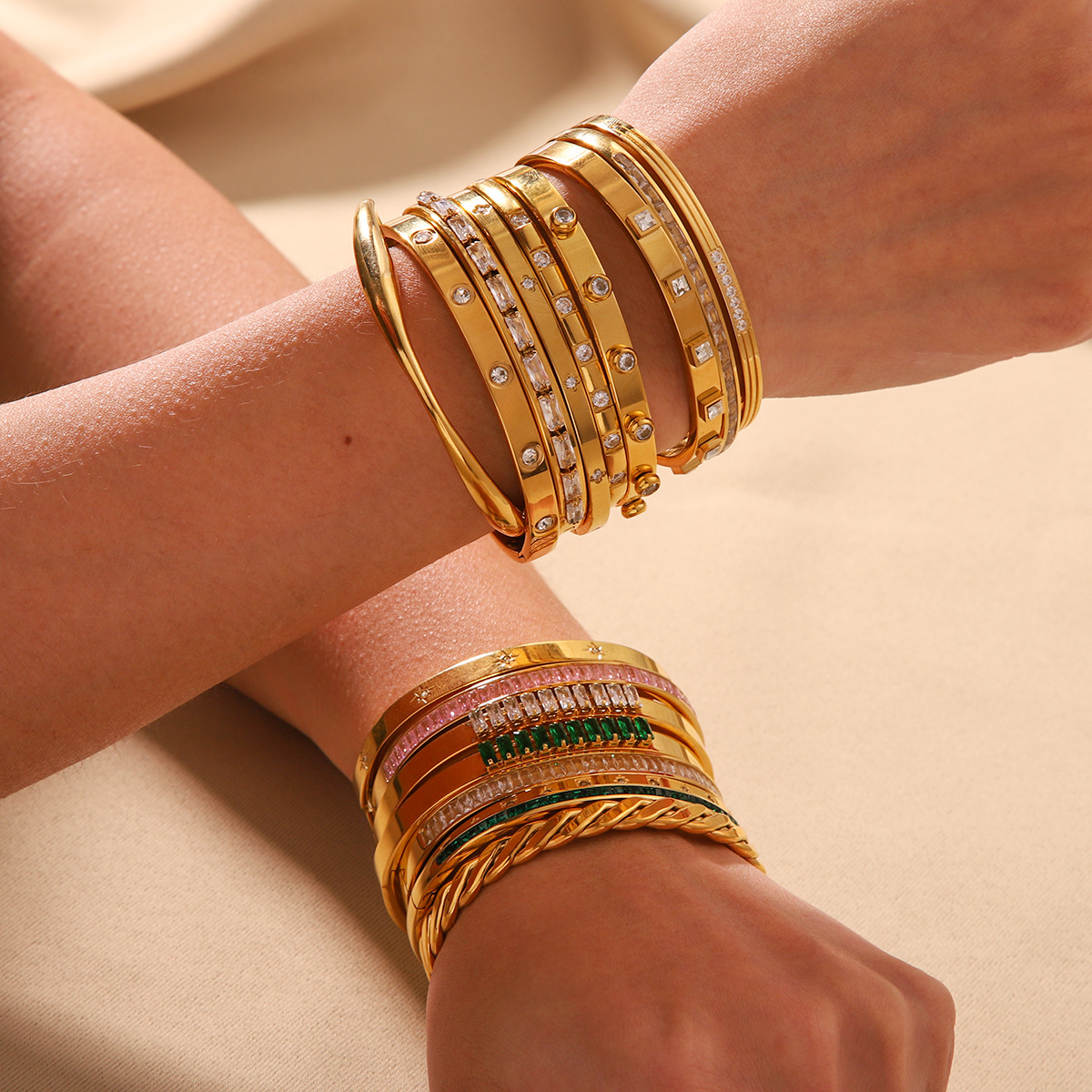 brand retro bracelet stainless steel with zircon