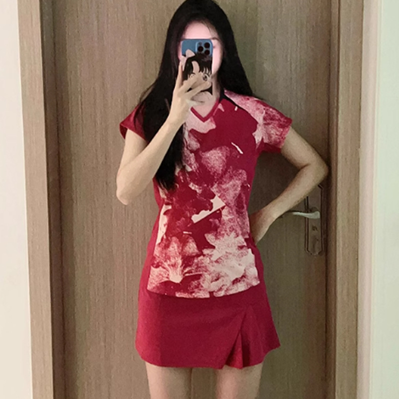 新款YY羽毛球服男款短袖女款小飞袖韩国队大赛短袖服速干运动t恤|undefined
