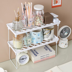 Korean style simple kitchen folding storage rack cosmetics storage rack student desktop elevated rack stationery sundry rack