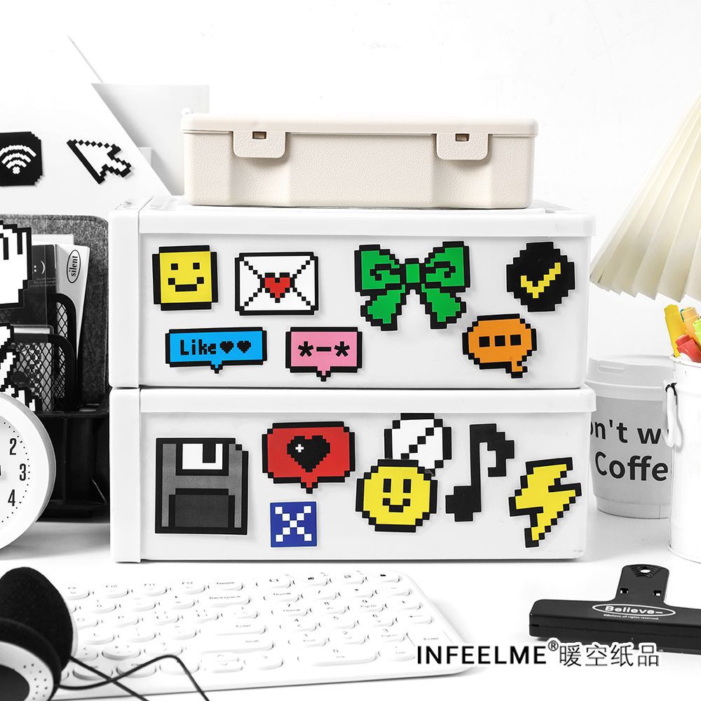 Infeel.Me papel sintético adhesivo pegatinas Pixel World serie simple tela de mano DIY material pegatinas
