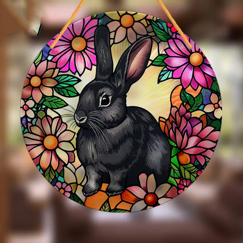 Nuevo conejo transfronterizo de Pascua acrílico menú decoración porche interior y exterior colgante de pared