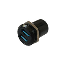 USB3.0双母座数据连接器圆形固定式面板前后双头黑直式保护延长器