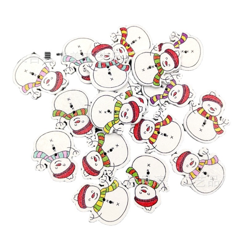 De madera de dibujos animados muñeco nieve Navidad artesanía decorativa pintada botones 50 unidades un paquete