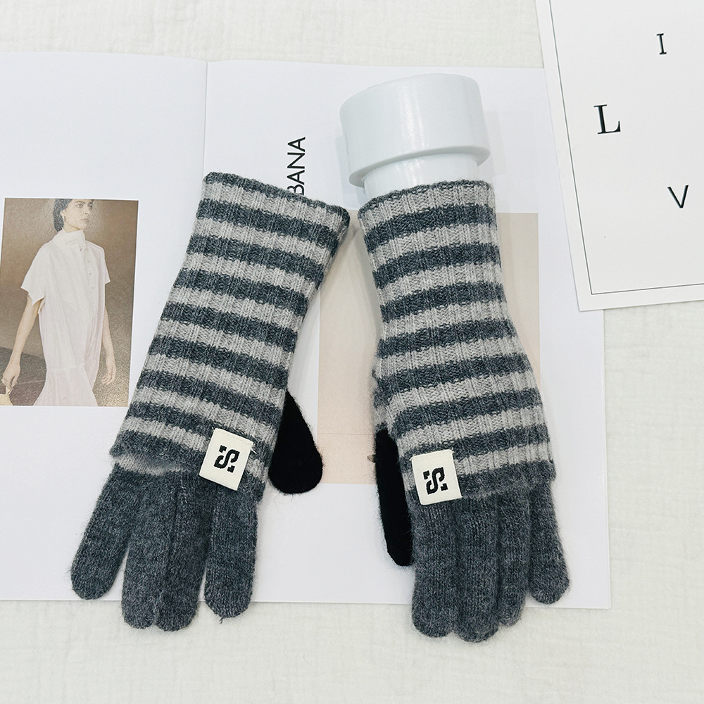 Nuevos guantes de punto de moda de pantalla táctil estriados guantes de motocicleta calientes y resistentes al frío