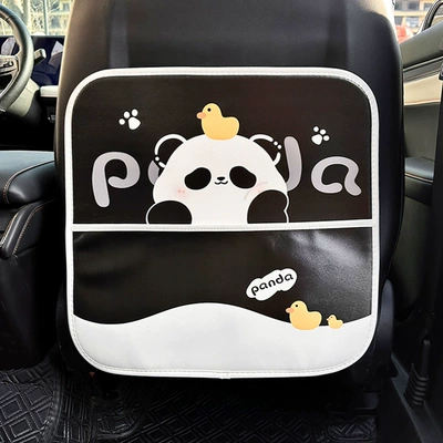 Cute Panda Car Chair Back Anti-kick Pad Creative Leather Easy-to-clean Car Anti-dirty Pad Car Anti-wear Pad (Chair back anti-kick pad) - naughty-panda-medium-anti-kick-pad