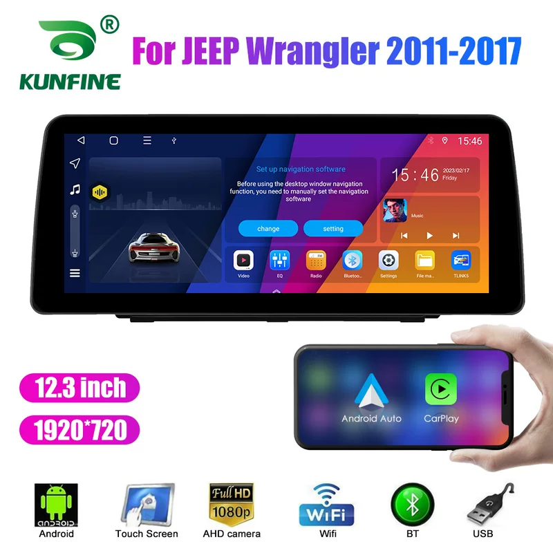 12.3-дюйма подходит для полного экрана Jeep Wrangler 2011-17 навигация Android с обратной связью, изображение, все в одном