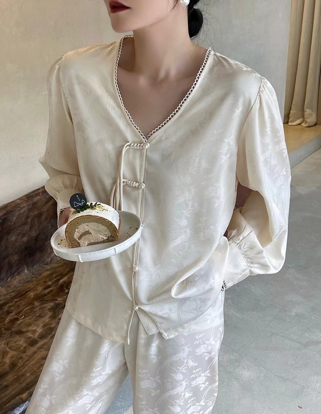 중국 노란 자카드