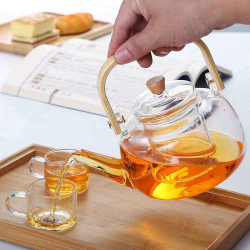 Manufacturer glass tea kettle electric ceramic stove heating kettle glass leak household flat bamboo striped beam kettle