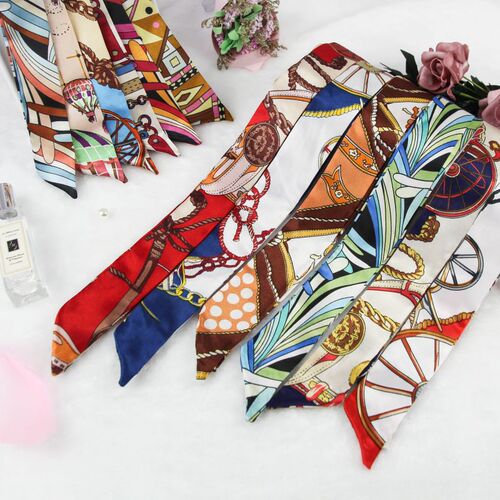 Silk Scarf Hair Ties, Butterfly Bow Long Hair Band, Flowing Scarves, Small Silk Scarf Gift Box, Handheld Gift Ties