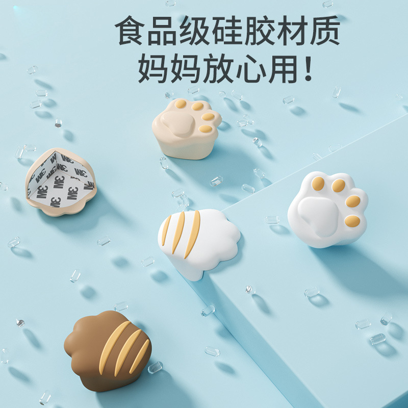 Cute Cat Paws Anti-Collision Corner for Kids and Babies, Food-Grade Silicone Protection Cover, Furniture Safety Anti-Collision Cushion