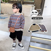 Boy 2022 Autumn and winter new pattern Children baby leisure time Retro T-shirts Diamond lattice sweater Socket Sweater