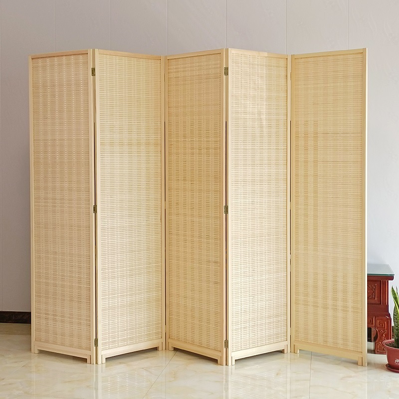 Bamboo and Rattan Screen Solid Wood Barrier Partition Partition Bamboo Simple Bedroom Living Room Mobile Folding Partition Partition