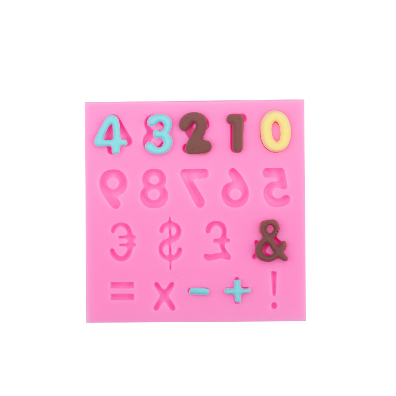 Adición de símbolos aritméticos digitales, resta, multiplicación y división modelado molde de silicona horneado creativo pastel de fondant chocolate molde decorativo
