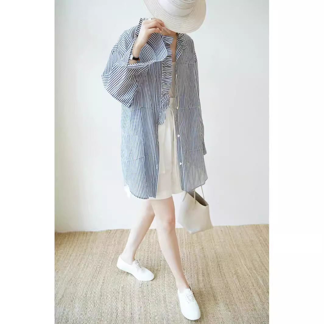Clothing Elegant Sea Soul_Eaphant's soft stripes loose shirt_Table…