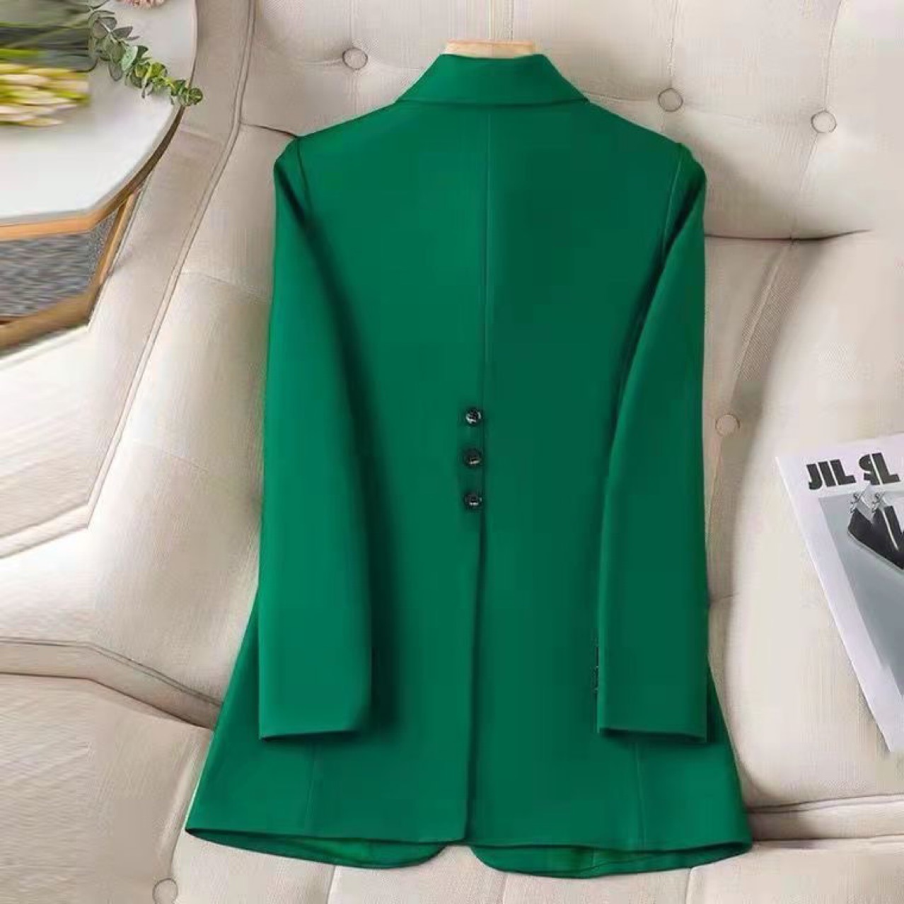 2025 Women's Blazer, Elegant, Casual, Versatile, Slim Fit, Korean Style, Mid-Length Suit, Long Sleeves, Fashionable for Commuting