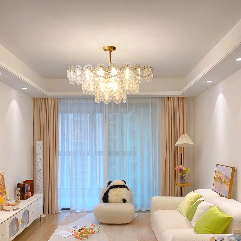 Lámpara de araña de la sala de estar Luz francesa lámpara principal de lujo moderno minimalista Red Cristal rojo creativo cálido romántico dormitorio lámparas