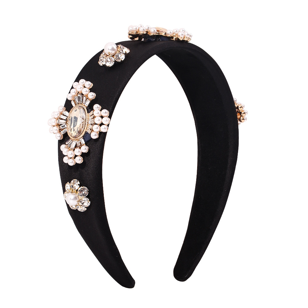 Baroque Fashion Retro Broad-brimmed Pearl Headband display picture 4