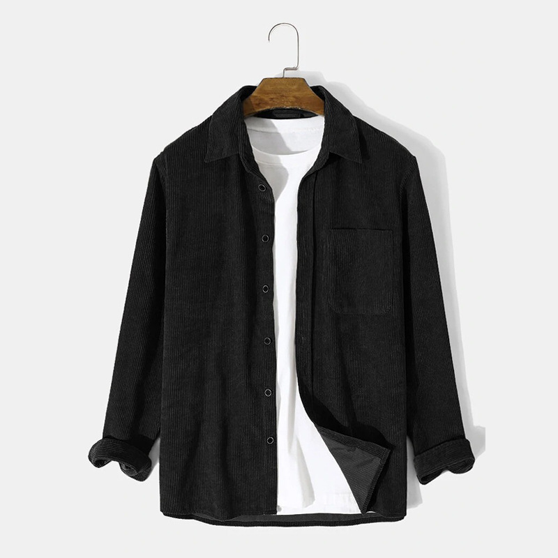 Europa y América AliExpress LAZADA primavera y otoño hombres sueltos de pana camisa de manga larga chaqueta casual Camisa de color sólido