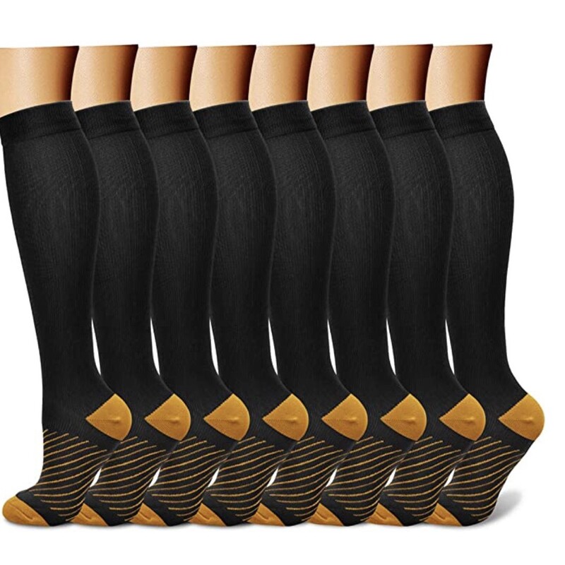 Amazon nylon mid-barrel compression socks professional copper socks feet copper Gray high elastic compression