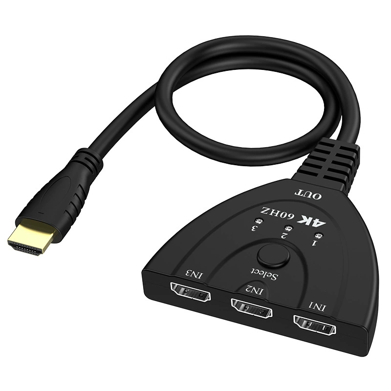 HD HDMI Switch 3x1 HDMI Switch Pig Tail Capped Screen One Drag 3 4K@30H