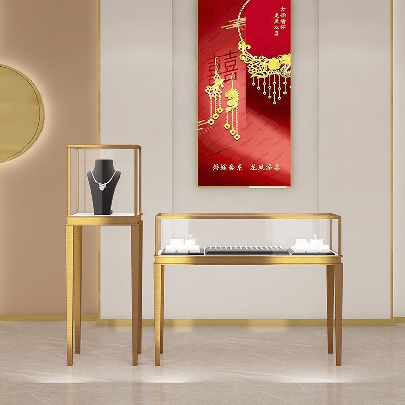 圆形异弧形珠宝玻璃柜不锈钢首饰展示柜手表饰品展柜桌子