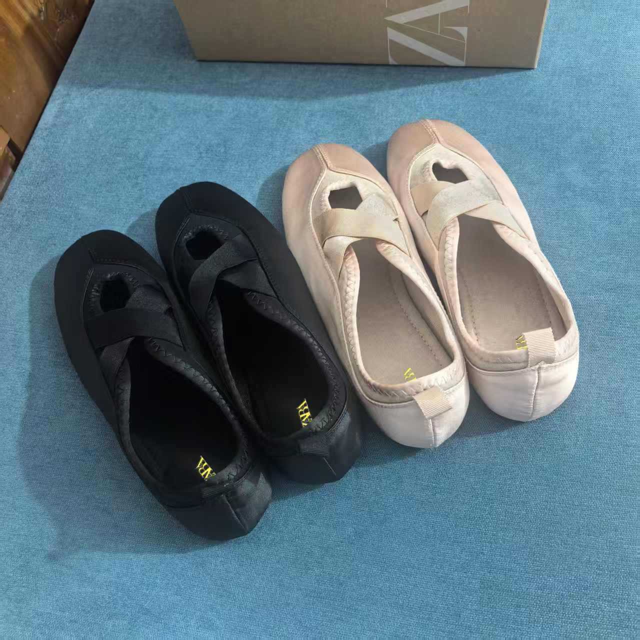 Za In-Stock 2026 Autumn Women's Shoes Satin Black Ballet Flats Fashion Grandma Shoes Versatile Shallow Flat Shoes